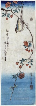pájaro pequeño en una rama de kaidozakura 1848 pájaros Utagawa Hiroshige Pinturas al óleo